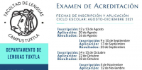 Fechas de inscripción y aplicación del Examen de Acreditación del idioma Inglés