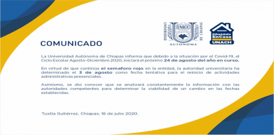 El inicio de clases para estudiantes, iniciará en línea el 24 de agosto.