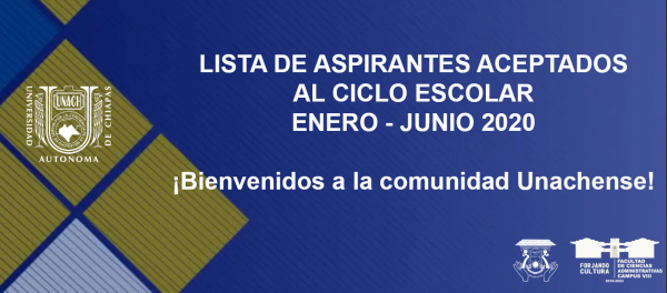 Lista de aspirantes aceptados al ciclo escolar Enero-Junio 2020