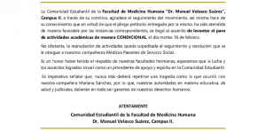 COMUNICADO A LA COMUNIDAD ESTUDIANTIL UNACH